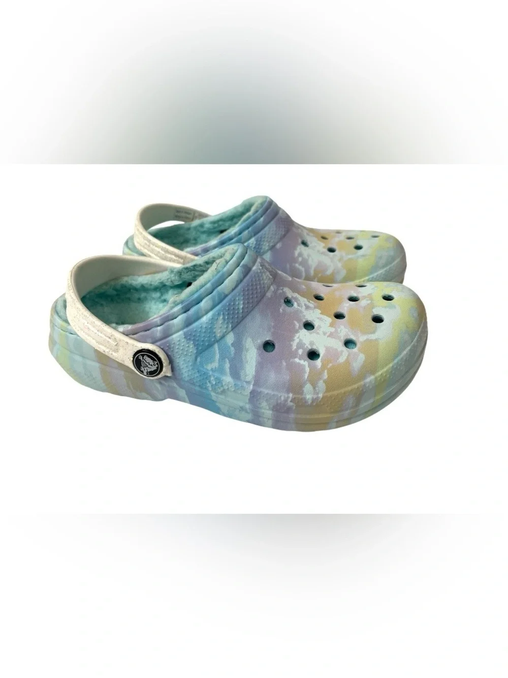 CROCS - Kids Girls Size 13 (C13) Multicolor Tie Dye with Fuzzy Lining